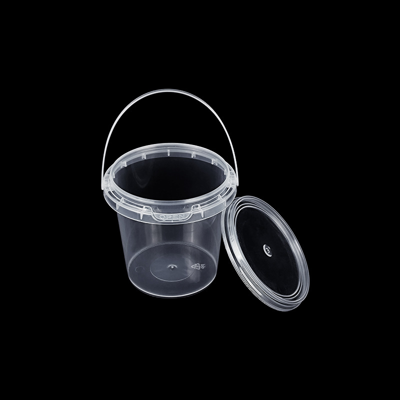 0.4L cover plastic storage bucket with handle packing bucket transparent PP sealed water bucket children's toy food packaging bucket