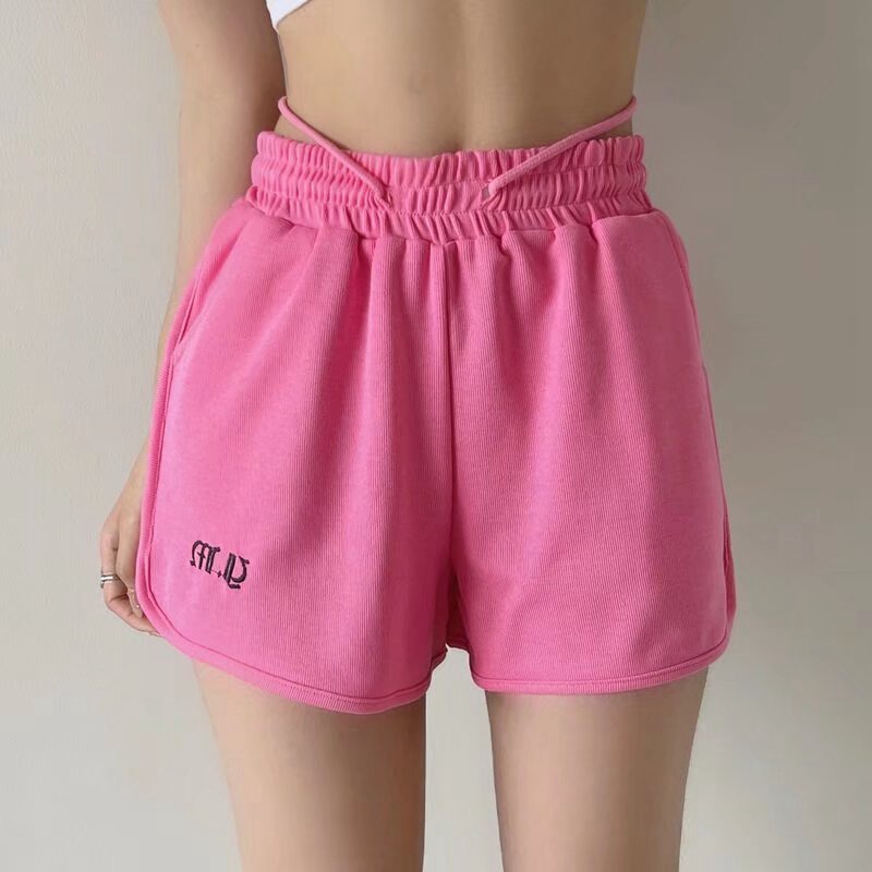 Summer 2022 new casual sports shorts women's fashionable ins student Korean style embroidered all-match A- line wide leg hot pants