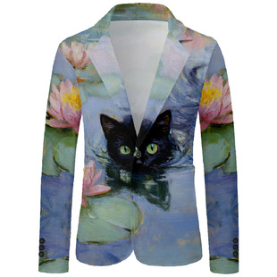 Winter Casual Suit Holiday Jacket Multi-Element Multi-Pattern 3D Printed Work Clothing Casual Wear Cardigan Jacket