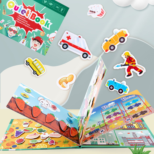 Young children's cross-border quiet sticker book busybook puzzle sticker book literacy animal vegetable and fruit atlas cognitive toys