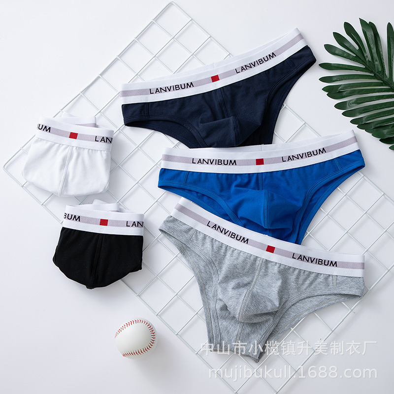 Selected Materials, Comfortable and High-Quality Triangle Pants, Contrasting Color Large Pouch Men's Trendyy Low-Waist Bikini Briefs