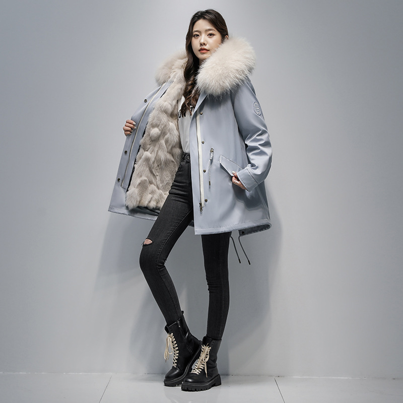 Fox Fur Parka for Women Haining 2026 Winter New Style Parka Coat with Detachable Inner Fur Lining, Young Style