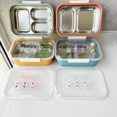 Fresh student lunch box stainless steel insulation high-value bento box divided into double-layer tableware lunch box wholesale