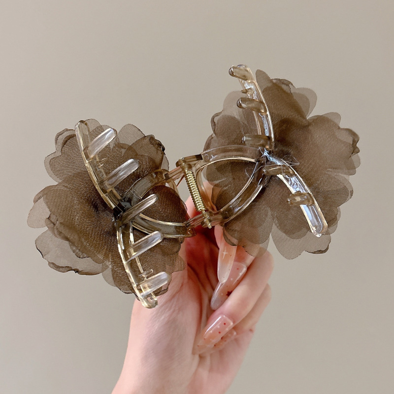 Nuevo estilo chino rosa seca agarrando clip de tiburón de alto nivel de mujer medio clip de cabello de cabeza