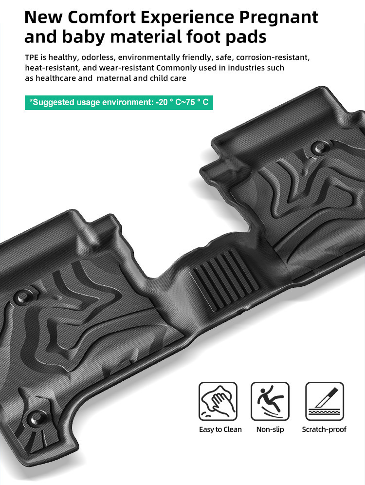 Suitable for 20-24 Jeep Gladiator Car Floor Mats, Stain-Resistant and Waterproof Tpe Floor Mats Cross-Border