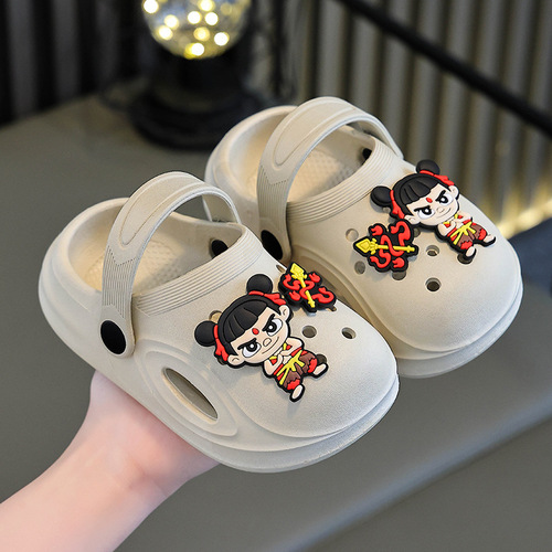 Children's Summer Slippers for Boys, Simple Sporty Home Shoes, Outdoor Wear, Baby Learning to Walk Shoes, Thick Sole Anti-Slip, Dual-Use Slippers