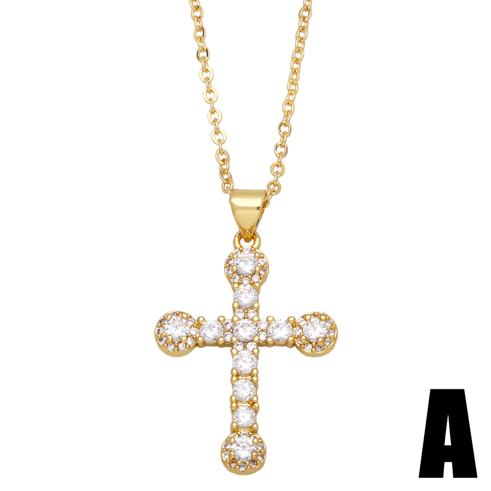 retro cross heart shape leopard pendant copper necklace simple choker