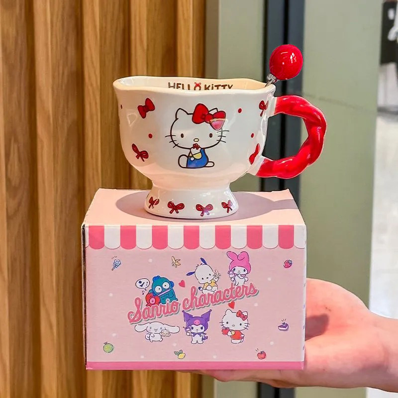 Sanrio Coulomi tazas de cerámica para niñas de alto valor facial tazas de agua para beber Hello Kitty tazas de regalo