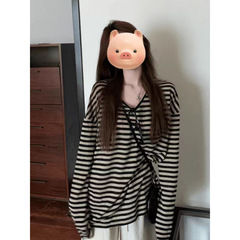 アメリカのレトロな衝突色のストライプの日焼け止めのブラウスのtシャツの女性の夏のゆったりとしたカジュアルな怠惰な感の上着の薄いタイプ