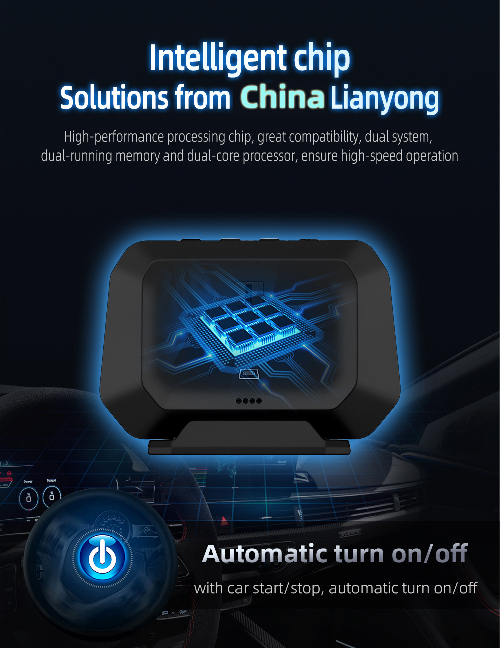 Cross-border car HUD head-up display LCD OBD multi-function water temperature fuel consumption GPS inclinometer speedometer P21