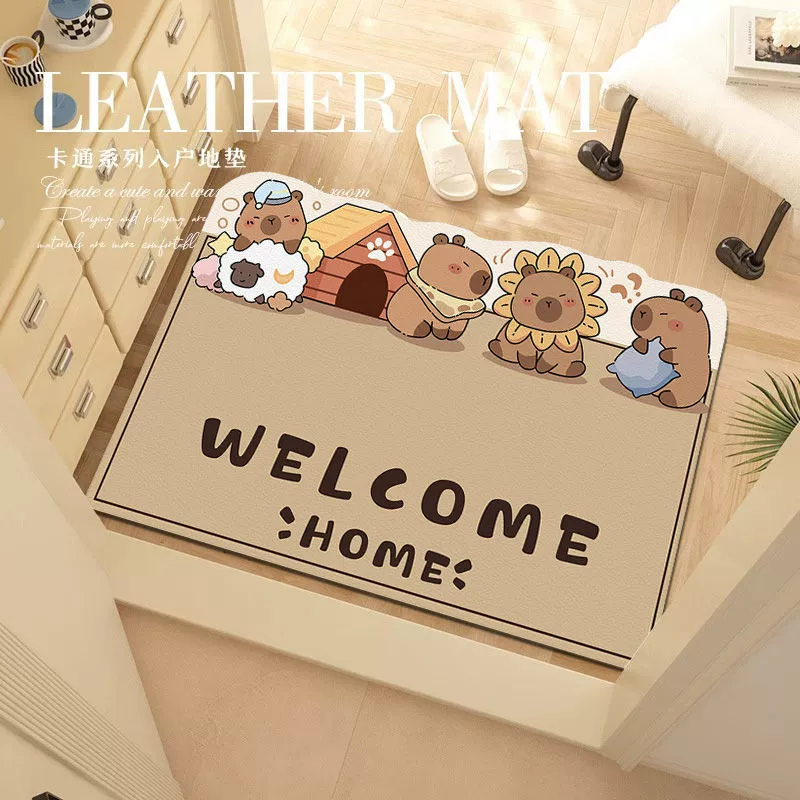 Коврик для прихожей из ПВХ, вертикальный, моющийся, без необходимости стирки, водонепроницаемый, нескользящий, с мультяшным рисунком.