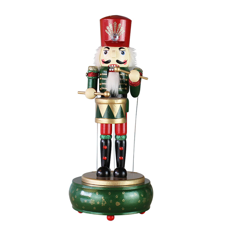 Navidad regalos navideños cascanueces caja de música giratoria artesanía decoración casera madera caja de ocho tonos
