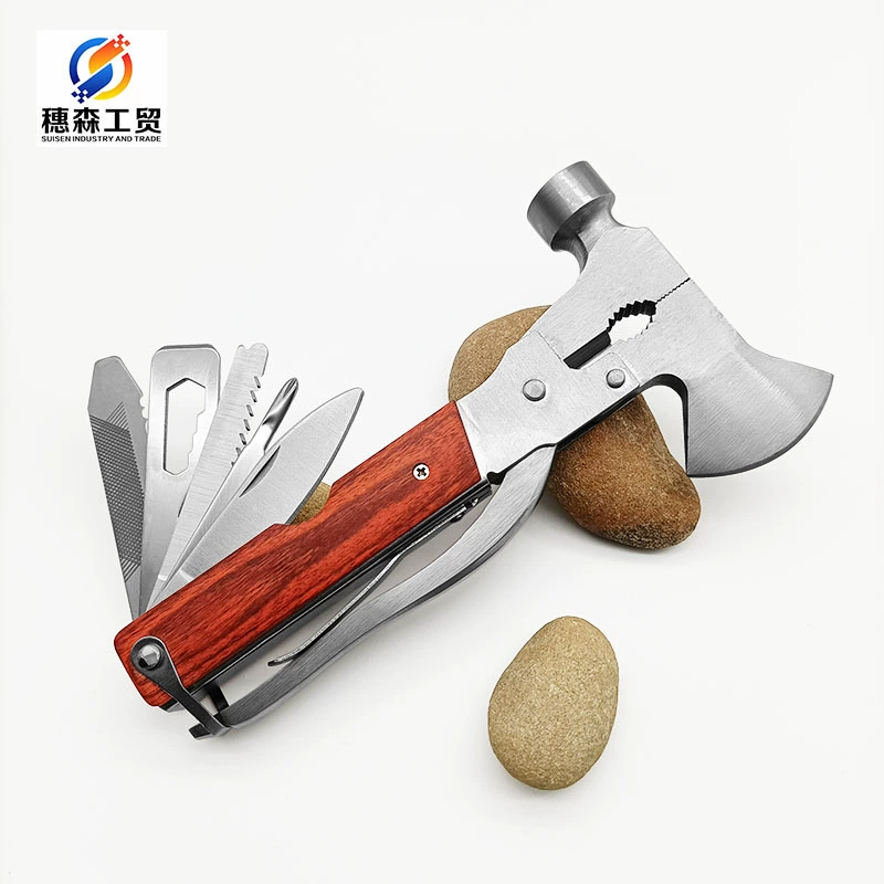 Многофункциональный деревянная ручка топор молоток автомобиля безопасности молоток наружное аварийное оборудование инструмент многоцелевой кемпинг инструмент молоток