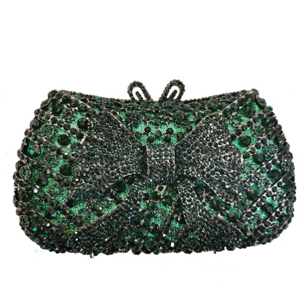 Metal hueco arco con diamantes bolsa de cena transfronteriza bolsa de mujer cadena bolsa de embrague duro