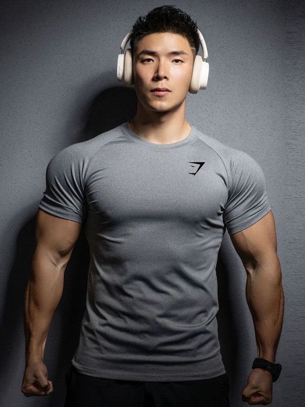GYMSHARK フィットネス半袖 2025 新しい対外貿易筋肉スポーツタイト Tシャツプリント弾性速乾 Tシャツ|undefined