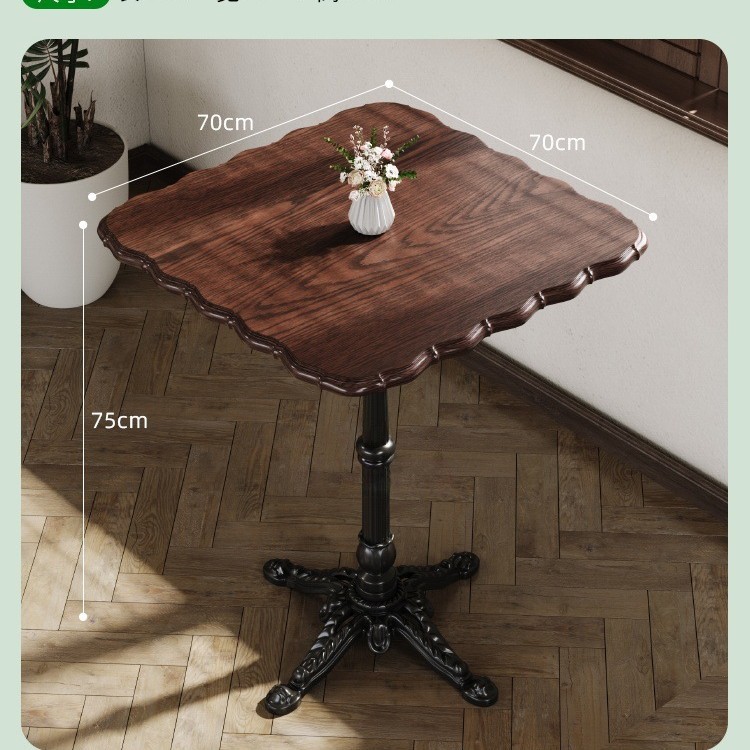 Mesa y silla de cafetería americana retro francesa panadería de comida ligera dulces tienda de azúcar y agua bistrona mesa de madera maciza image 48