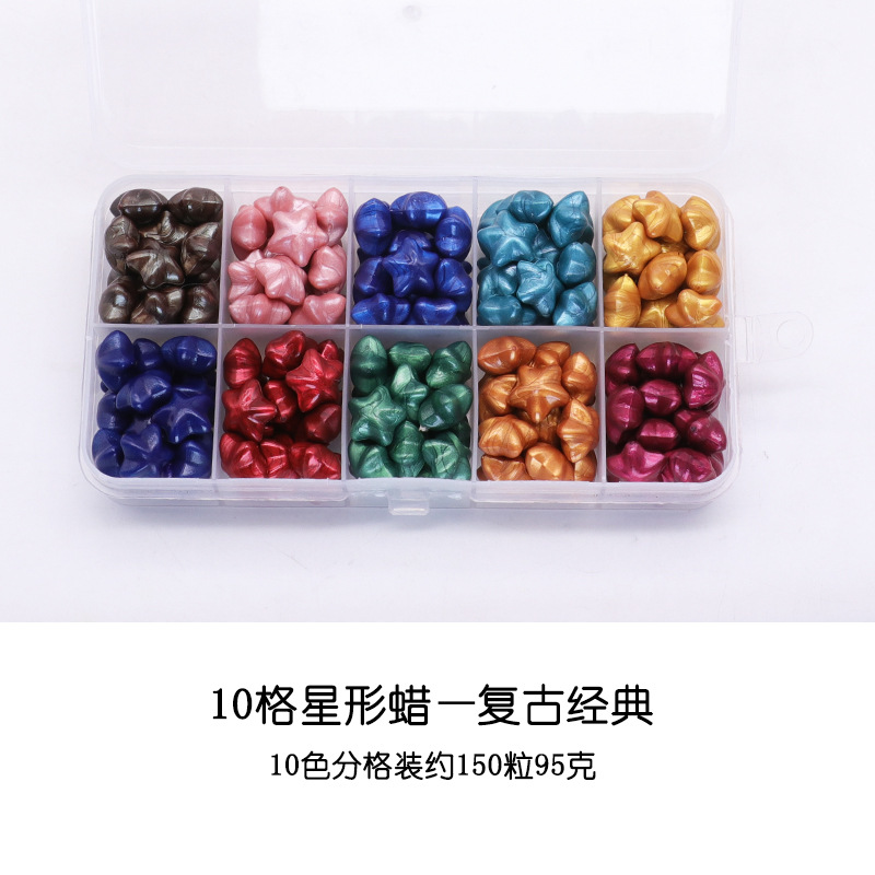 Juego de Perlas de Cera para Sellos de Estrella, 24 Rejillas, Serie de Colores Macaron, Perlas de Cera para Sellos de Pentagrama Baratas, Colores Mezclados