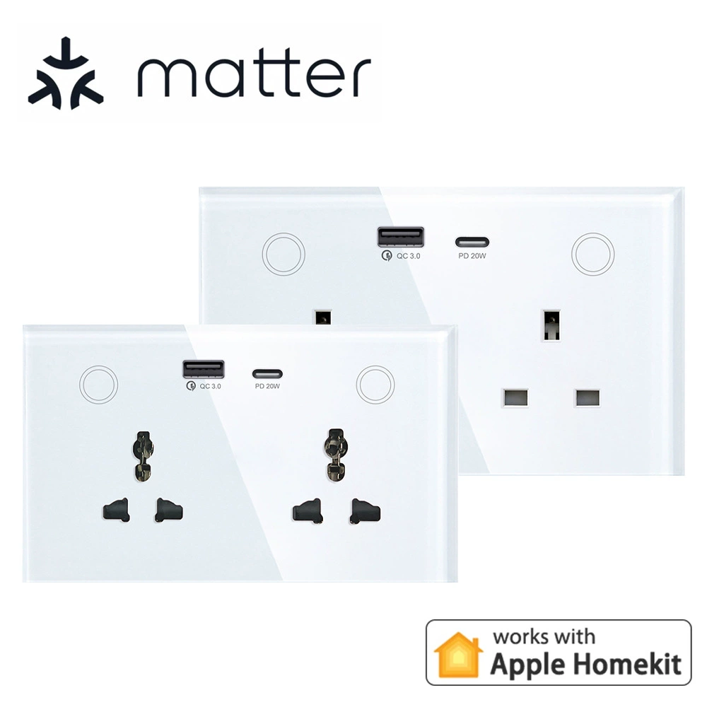 Matter розетка usb быстрая зарядка 147 Smart Dual plug WiFi-код непосредственно Homekit Google alexa голос