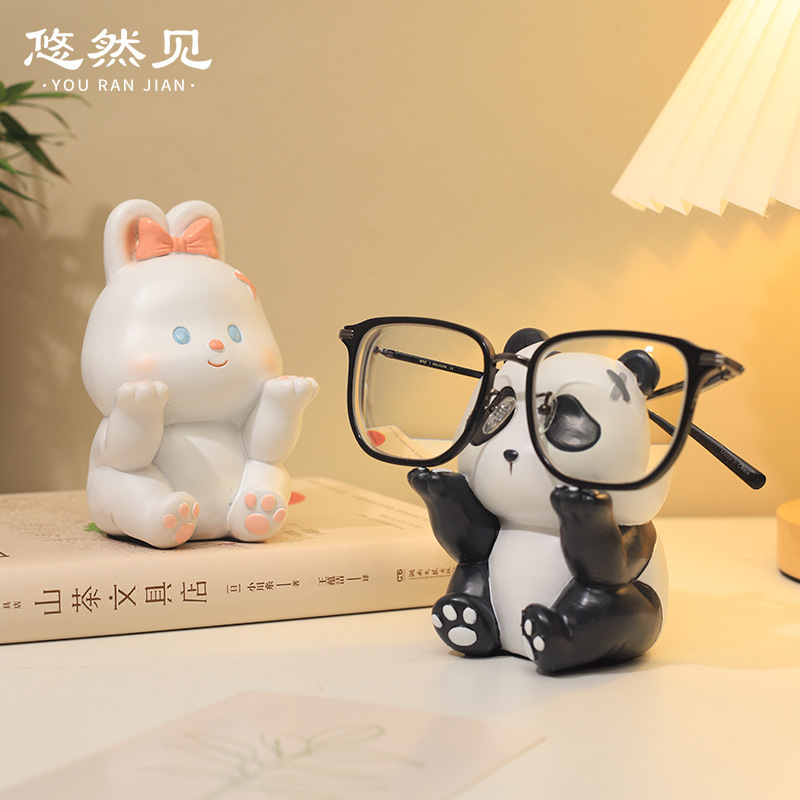 Creative Gift cartoon animal home desktop decoration resin cute shop scene glasses display stand