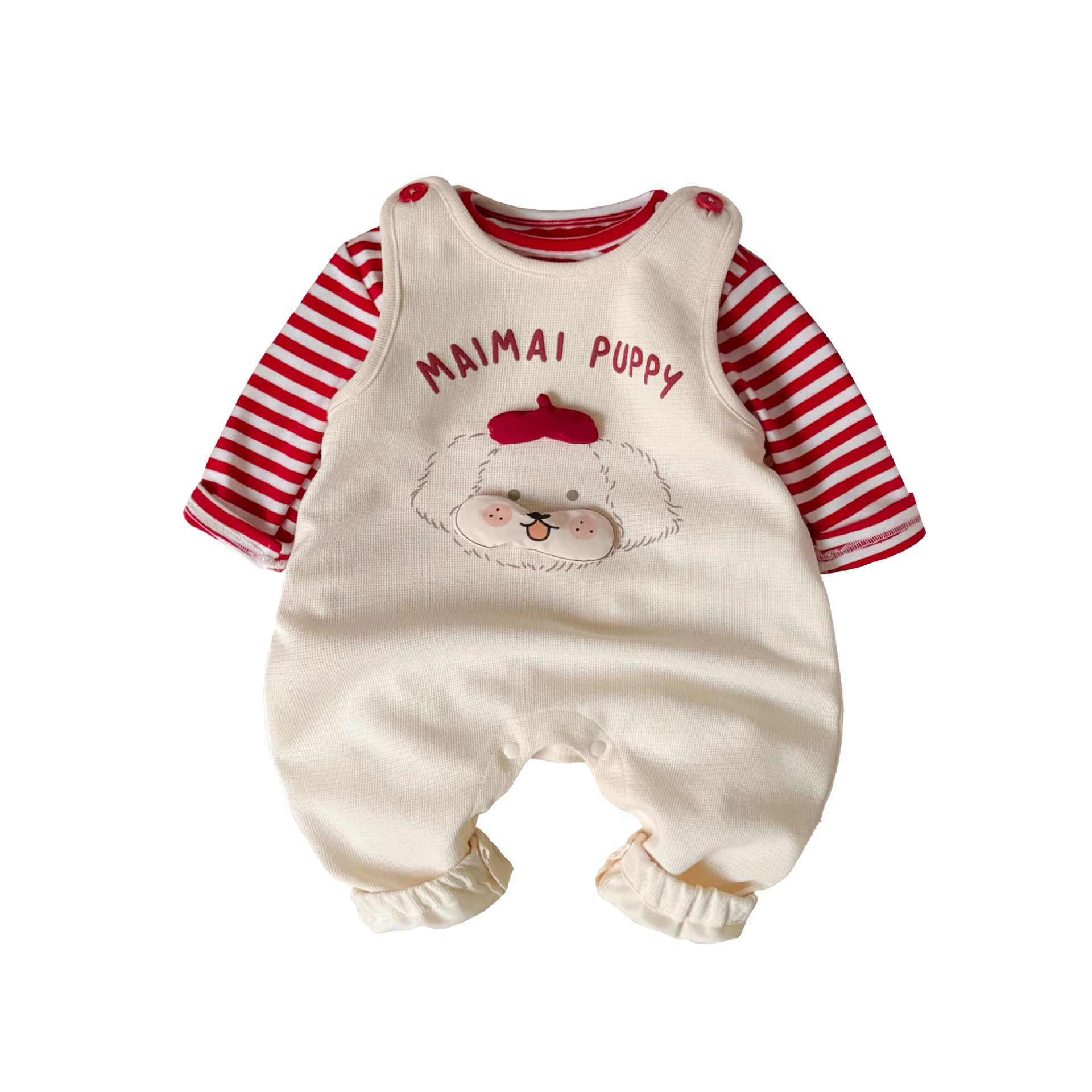 Ropa de primavera y otoño para bebés, una pieza, traje pequeño de estilo occidental para niñas, top a rayas, monos de bebé, ropa de salida de primavera