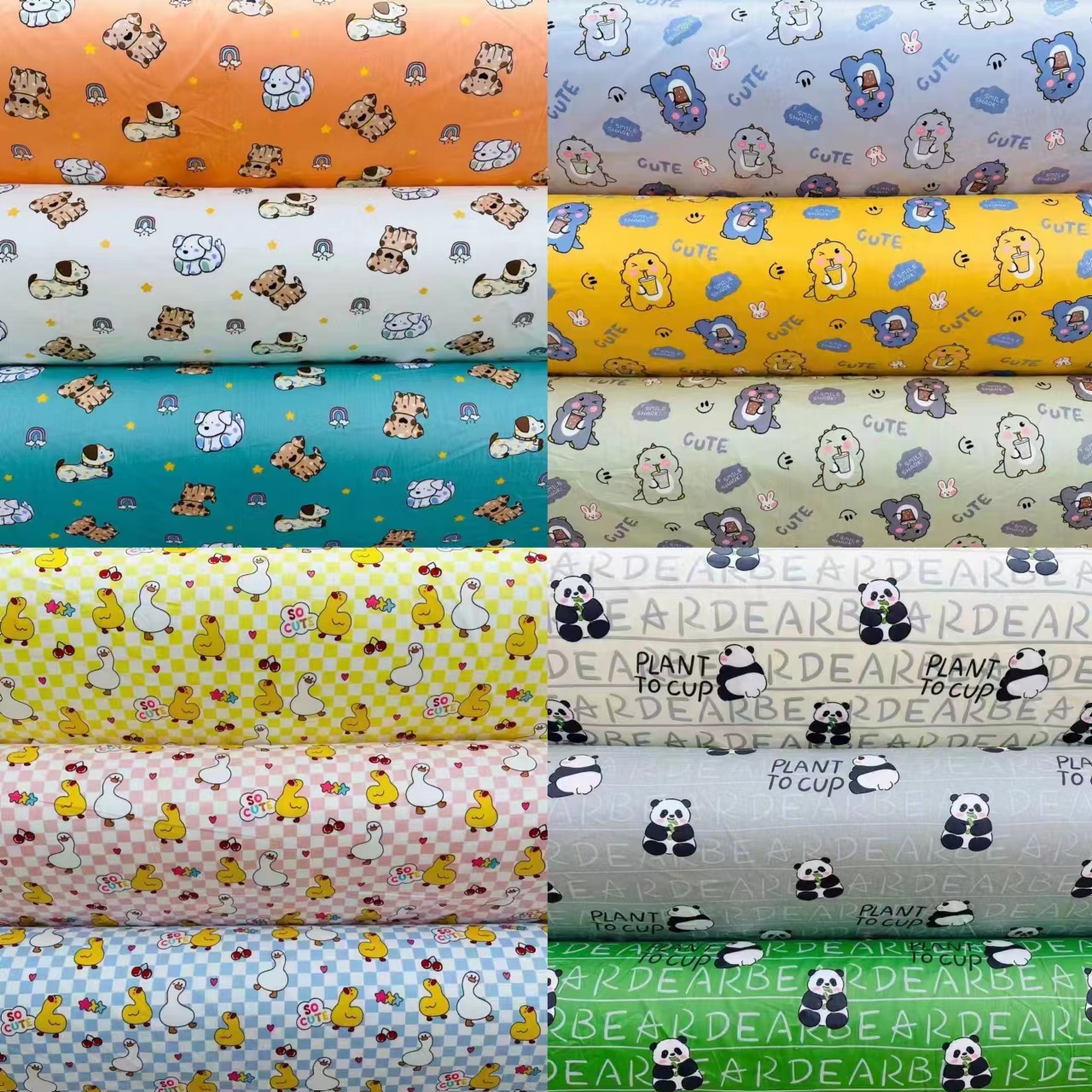 批发纯棉动物布料 儿童卡通抱枕面料 碎花裙子布料 全棉印花棉布