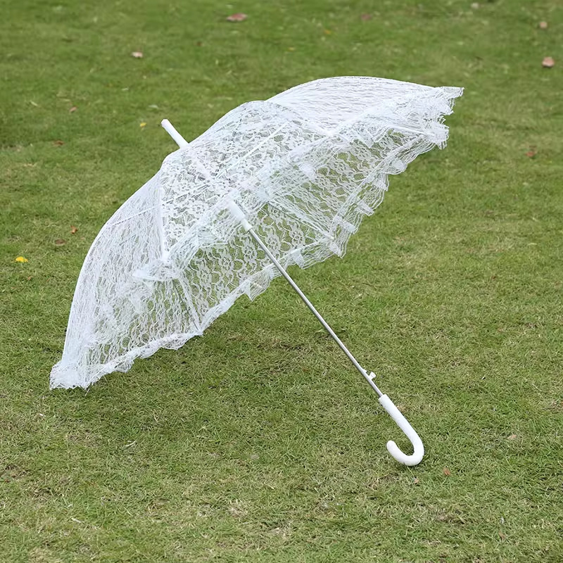 European White Lace Umbrella Photography Photo Props Dance Craft Umbrella Female Wedding Wedding Dress Lolita Bride White Umbrella