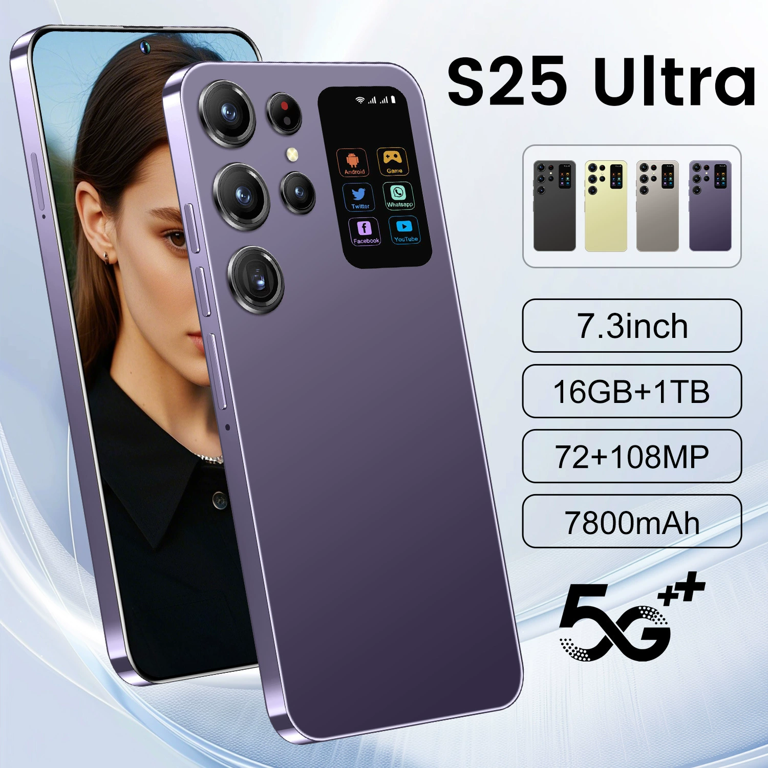 Smartphone S25, 7.3-inch wide screen, Android 8.1, 0.44 kg
