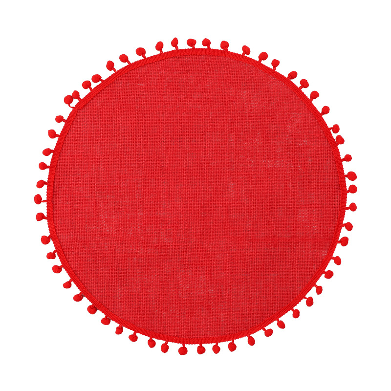 Navidad color transfronterizo mesa de comedor esteras de decoración de material yute esteras de comedor occidentales pueden ser redondas