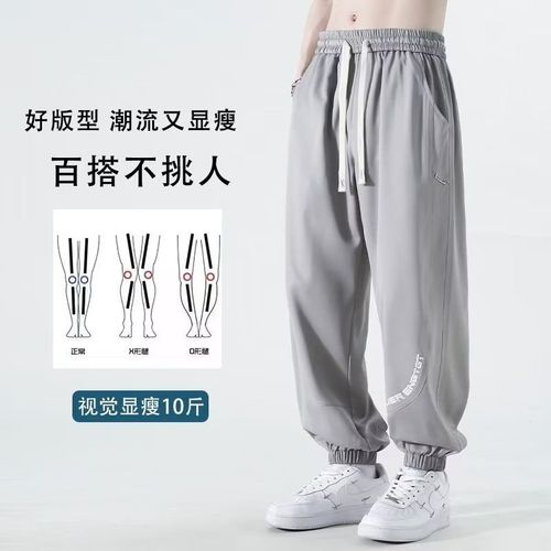Men's Summer Thin Quick-Dry Sports Pants Loose Wide-Hip Trendy Brand Versatile Harlon Ice Silk Casual Pants