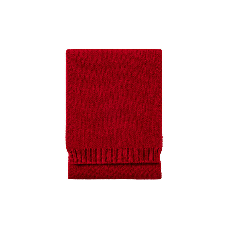 Año Nuevo bufandas rojas 100% de lana simple coreana otoño invierno atmósfera sensación de cuello sensación de alto nivel amplio chal mujer