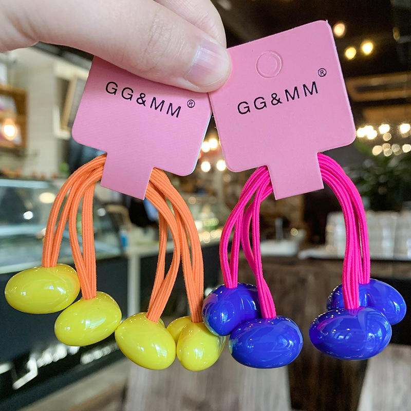 20g Weight Hair Tie Hair Accessories Type 2 Pieces Per Card Quantity Holiday, Daily Occasion Acrylic Material Color Block, Heart Shape Pattern Kid'S Gender Cute, Sweet Style Cute Sweet Kid'S Color Block Heart Shape Arylic Hair Tie 16