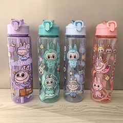 爆発的な布布高颜値アニメ大容量プリント携帯ロープ透明プラスチックストロー宇宙カップ