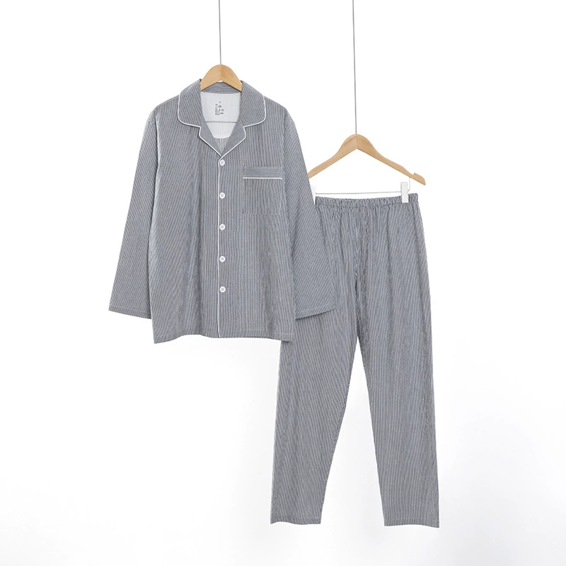 Пижама MUJI в японском стиле из чистого хлопка в полоску, домашняя одежда с длинными рукавами, Мужская весенне-летняя одежда, можно носить верхний костюм