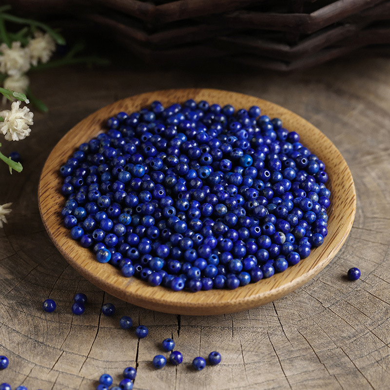 Lapis lazuli chalcedony loose beads 3.5mm diy string multi-circle can be used as rings, bracelets, bracelets, cultural toys and beads accessories