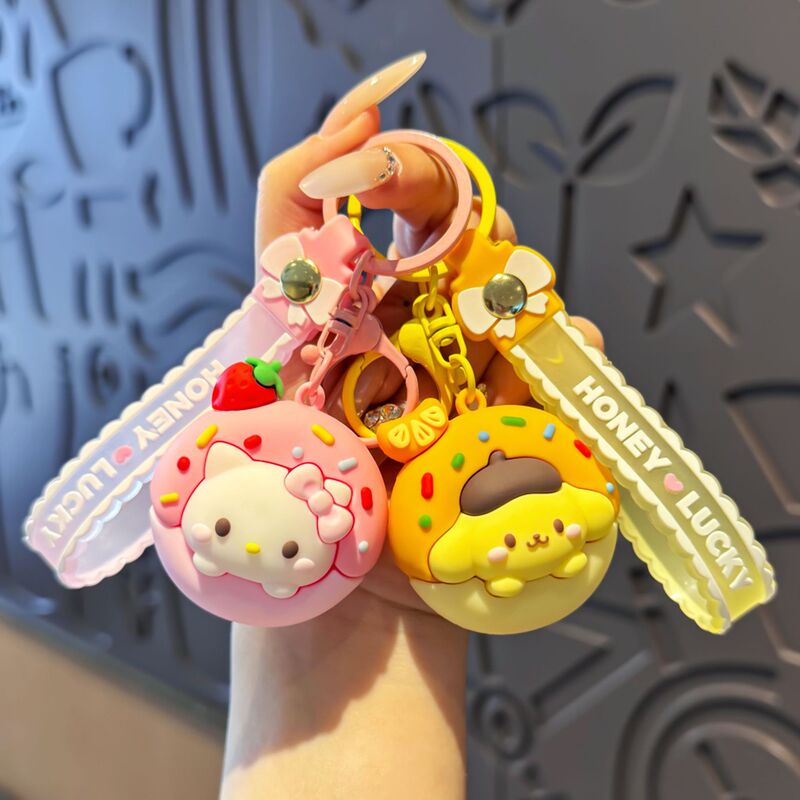 Cartoon Cute Sanrio Donut Series Pvc Key Chain Pendant Trendy Bag Doll Jewelry Key Chain