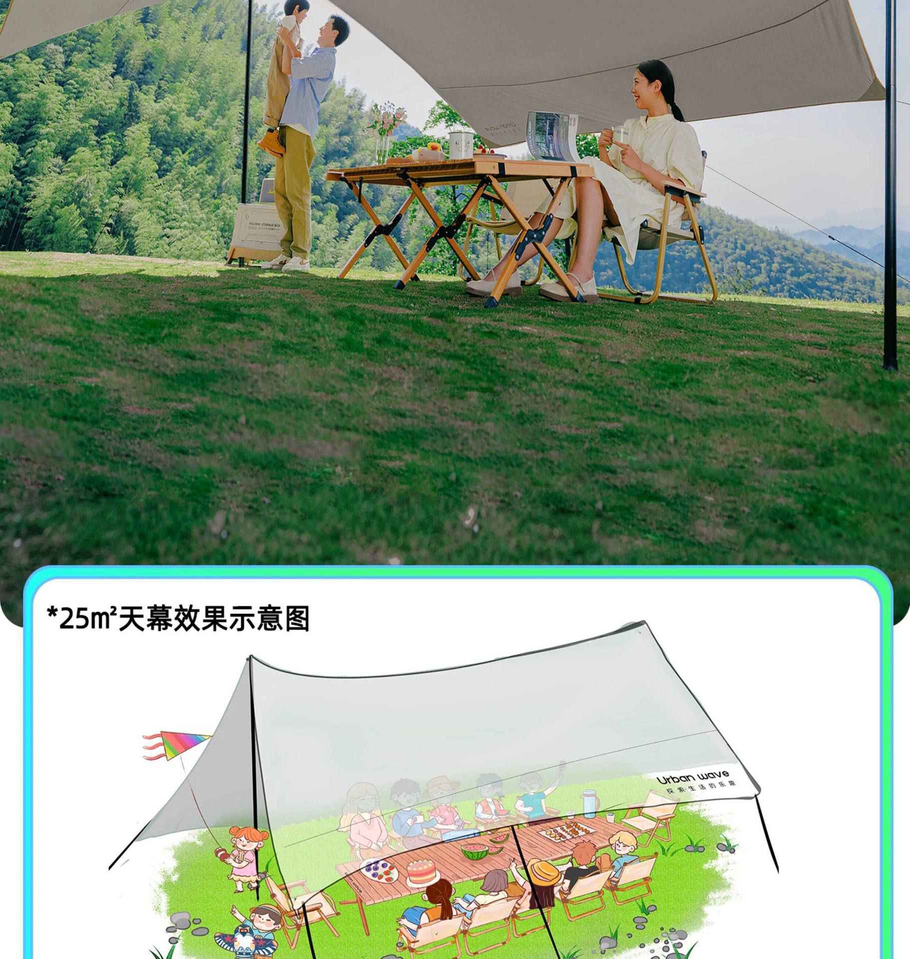 Canopy Tent Outdoor Camping Sunshade Portable Rainproof Hexagonal Tent Camping Equipment Camping Canopy