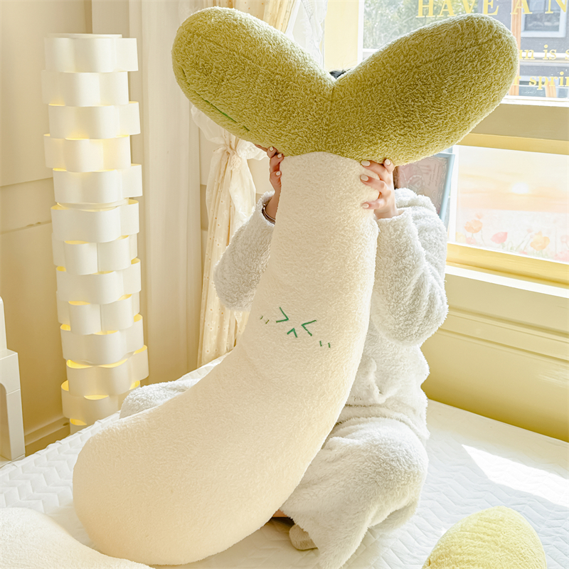 almohada de brotes de frijoles suaves, almohada de brazo larga, almohada de cama para niñas, almohada de cama lateral para niños, almohada desmontable y lavable