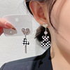 Fashionable asymmetrical demi-season classic earrings, with little bears, internet celebrity