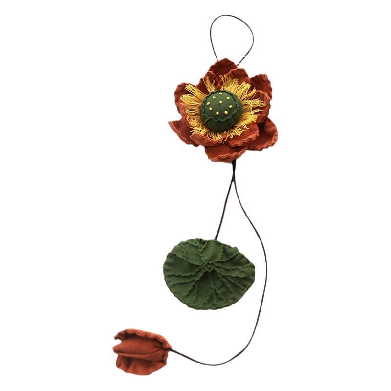 Hecho a mano DIY patchwork colgante Lu Bordado Lotus joyería hanfu accesorios periféricos Flor de tela Decoración