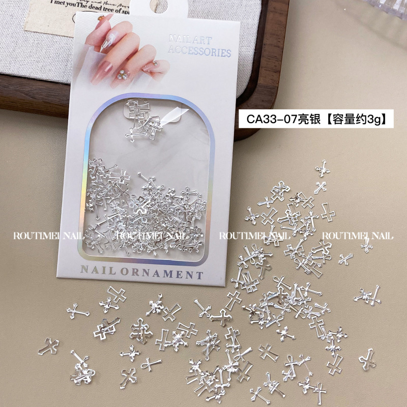 美甲新款星芒十字架混装材料盒6宫格朋克材料指甲饰品百搭高级款|undefined