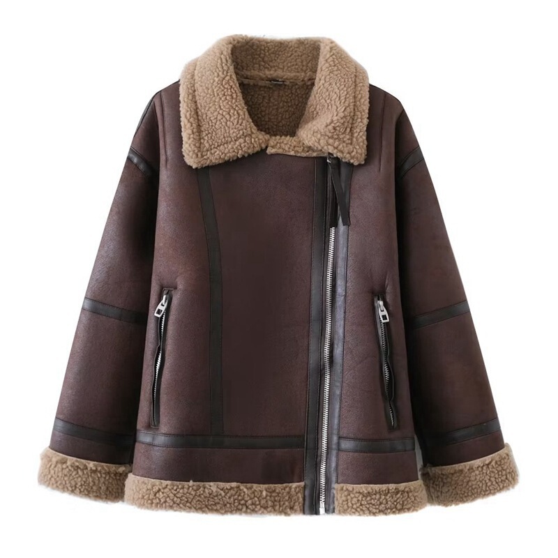 2023 New Lapel Lambswool Coat Women's Winter Bikes Thickened Fur One-piece Retro Jacket Top Women 2023 New Lapel Lambswool Coat Women's Winter Bikes Thickened Fur One-piece Retro Jacket Top Women
