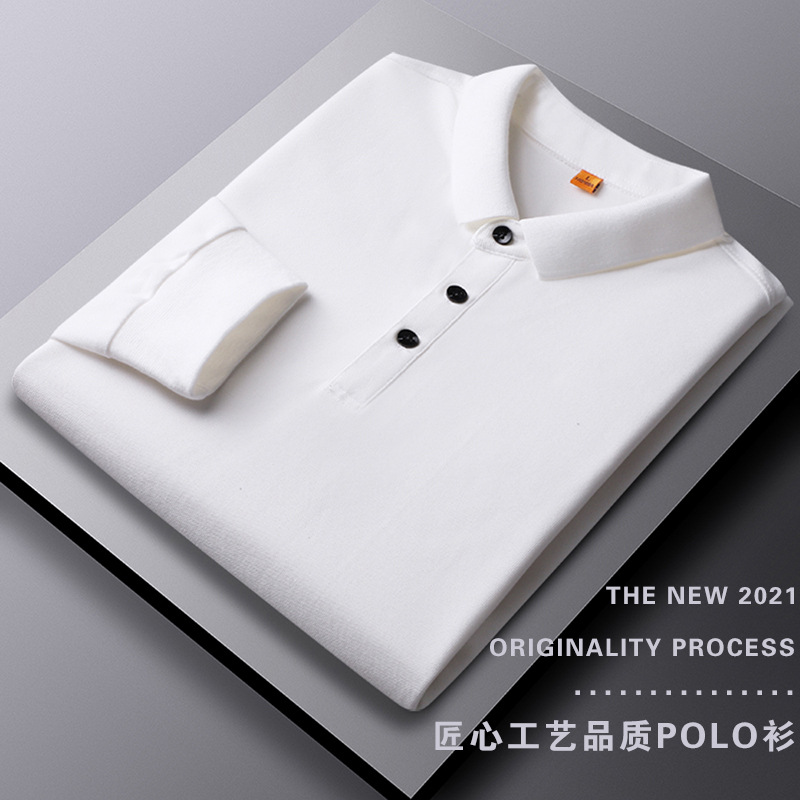 Spring and autumn season man cotton material new pattern Long sleeve shirt Lapel POLO business affairs leisure time T-shirt Solid Socket work clothes