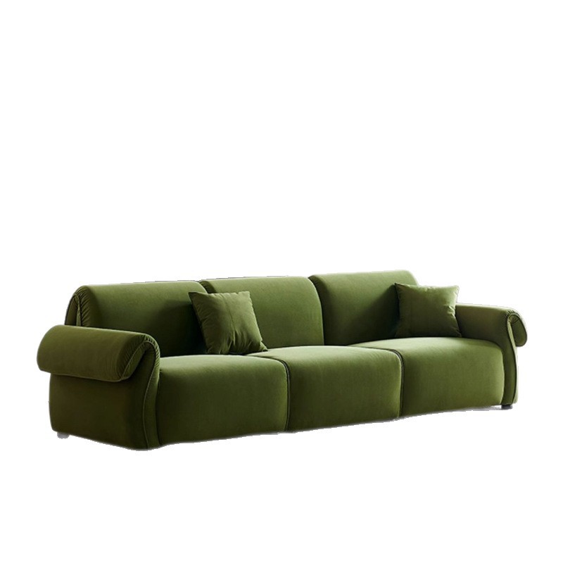 Sofá de octopus retrógrado estilo francés sala de estar estilo retrógrado diseñador verde oscuro línea recta estilo de viento crema estilo pequeño