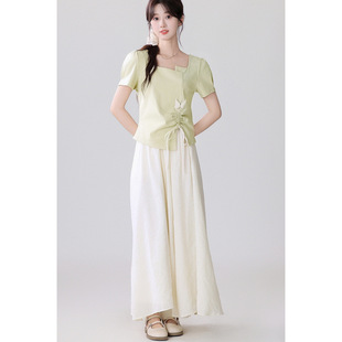 New Dopamine Short-Sleeved Design Slimming Hot Girl Drawstring Irregular Pleated Short Shirt Top Summer