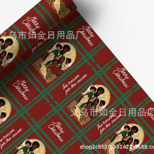 2025跨境新品Santa Claus wrapping paper黑色圣诞老人包装纸|undefined