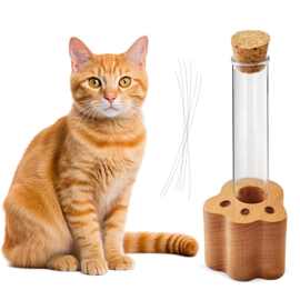 现货木质宠物毛发纪念盒猫须试管底座收藏用品狗狗猫咪胡须收集