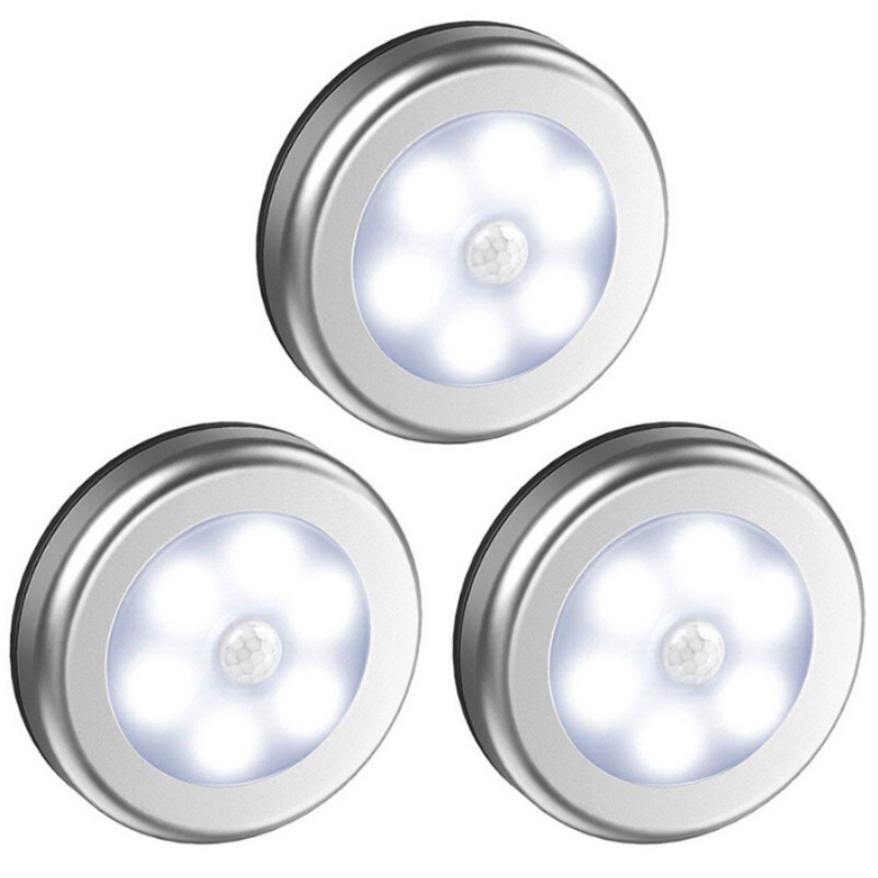 Round Smart LED Induction Lamp Battery Powered Cabinet Bedside Bedroom Wardrobe Closet Lighting Magnetic Night Light