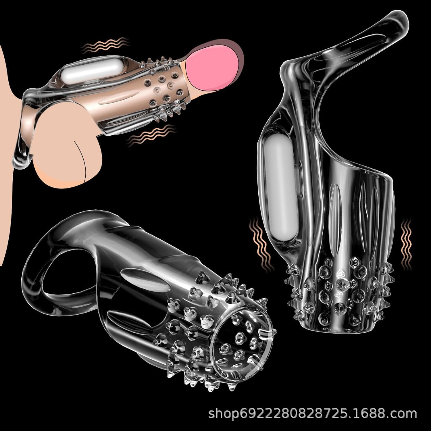 Wolf Tooth Lotus Sleeve Set, Textured TPE Couples Toy, Manual Non-Vibrating Design — detail image 4