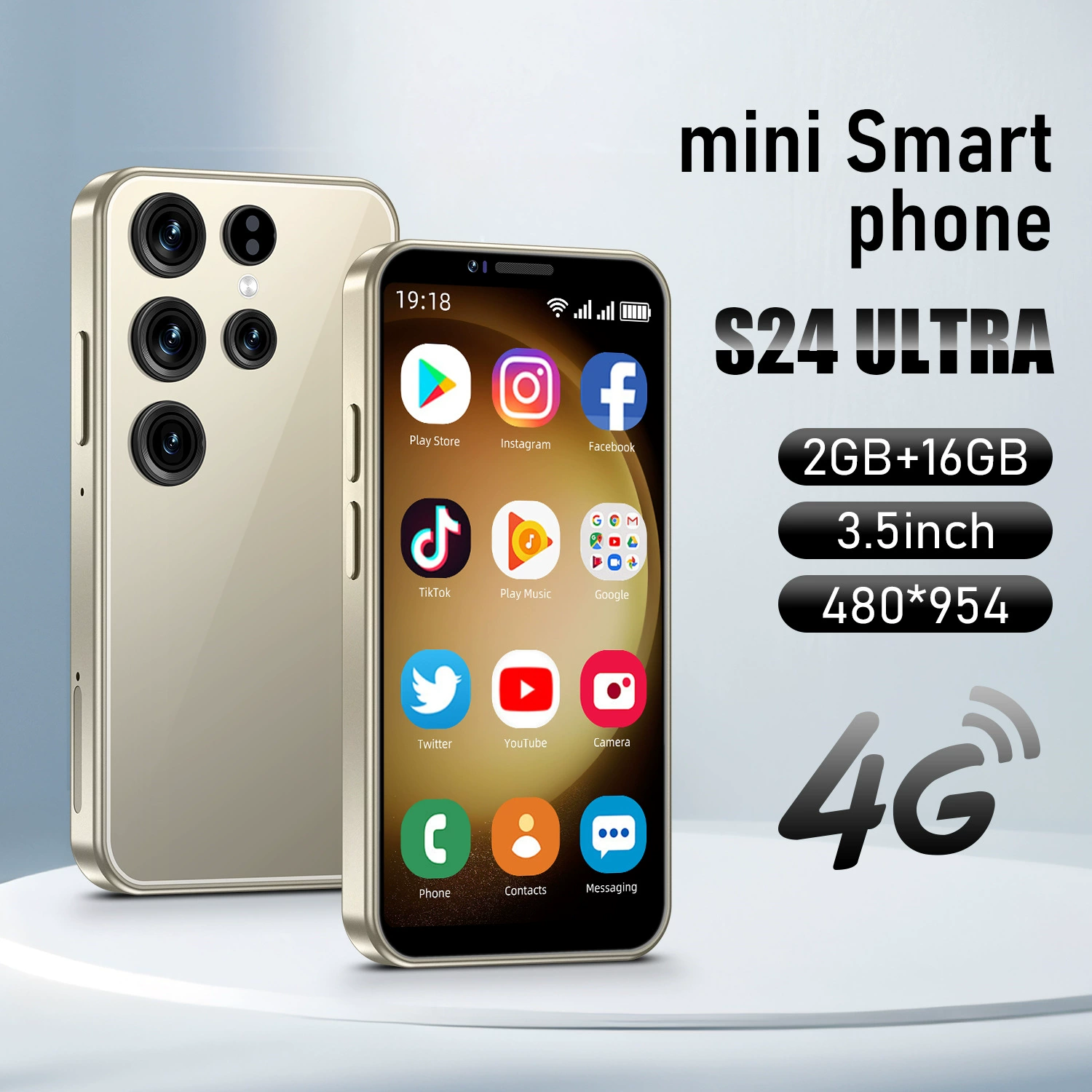 Smartphone S24 mini, Android 4G, 2+16 GB, 3.5" 480×954, compact mini phone