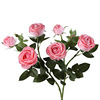 Simulation flower feel moisturizing 3 heads of tea rose home soft decoration engineering wedding photography ornaments silk flower fake flowers